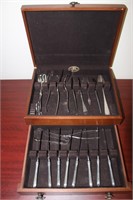 Utensil Box with Silverplated Utensils Inside