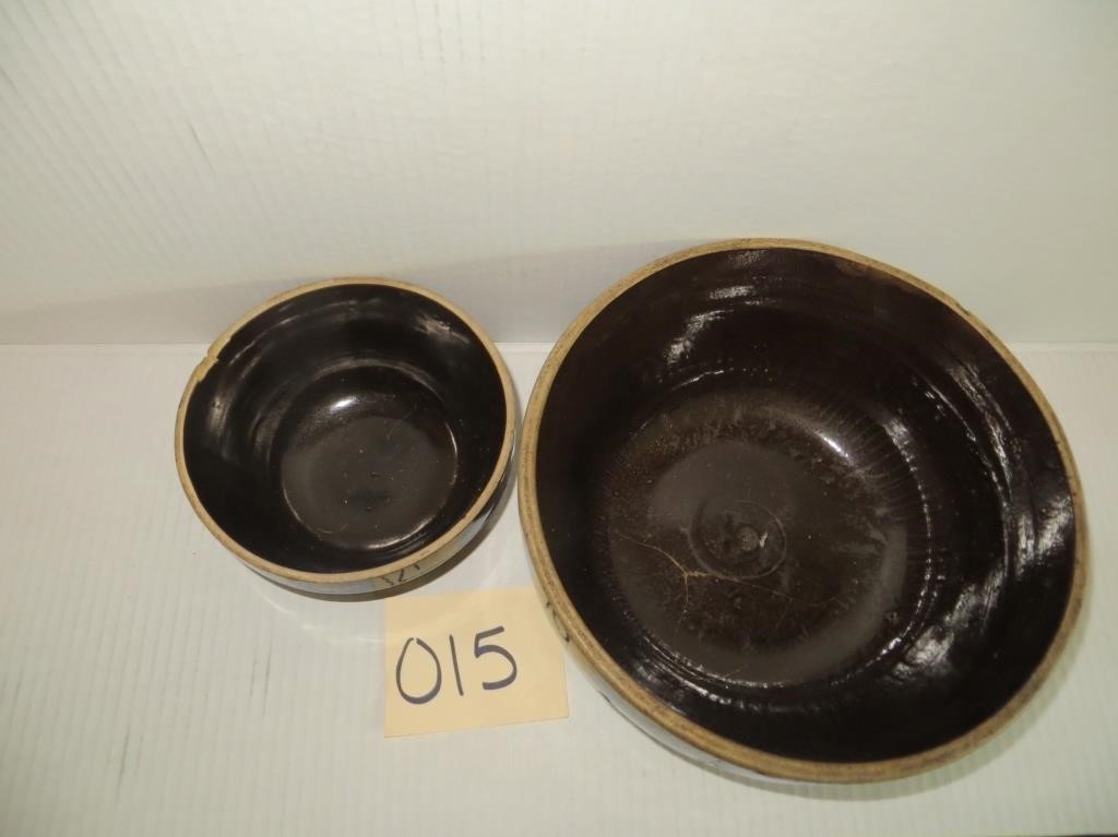 Two Brown Batter Bowls (Both Have Minor Hairline C