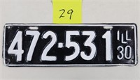 Illinois 1930 License Plate