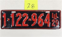 Illinois 1929 License Plate