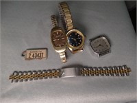 Lot of Watches, 14Kt Gold Bulova, Speidel Band Etc