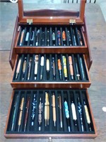 Pen collection in display chest
