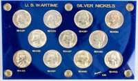 Coin U.S. Wartime Silver Nickel Brilliant Unc. Set