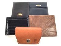 5 Leather Billfold Wallets + Case Dunhill, Saks +