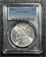 1881-S US Morgan Dollar PCGS MS63