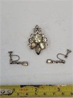 Vintage Faux Baguette Diamond Brooch/Clip Ons