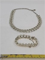 Herringbone Style Woman's Necklace & Bracelet Set