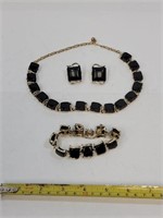 Jewelry Set Necklace Bracelet Earrings Black/Gold