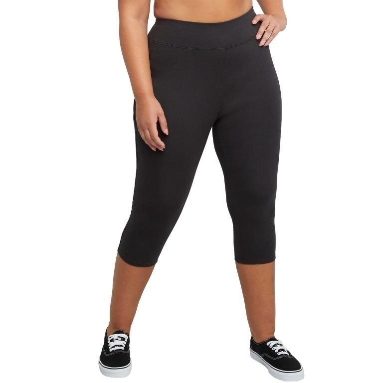 JUST MY SIZE womens Capri athletic leggings, Black