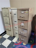 Three 4 drawer file cabinets