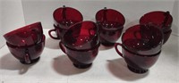(AF) Lot of 12 red glass tea cups