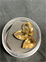 3 BRAZILIAN TOPAZ TEARDROP CITRINE STONES