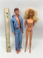 Vintage 1970s Barbie and Ken Doll