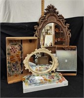 (2) Vintage Mirrors, Vintage Warming Tray