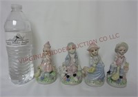 Porcelain Figurines ~ Set of 4 ~ 4.5" Tall