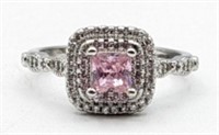 Ladies Sterling Pink & White Sapphire Ring