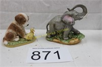 Homco Dog/Elephant Figurines