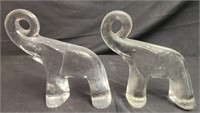 Pair of glass elephant decor