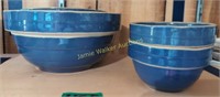 Blue Stoneware Pottery Mixing Bowls. Second Floor