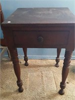 Single drawer turn leg side table - antique