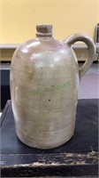 1 & 1/2 gallon antique pottery jug with handle,