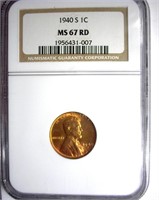 1940-S Cent NGC MS-67 RD Lists For $190