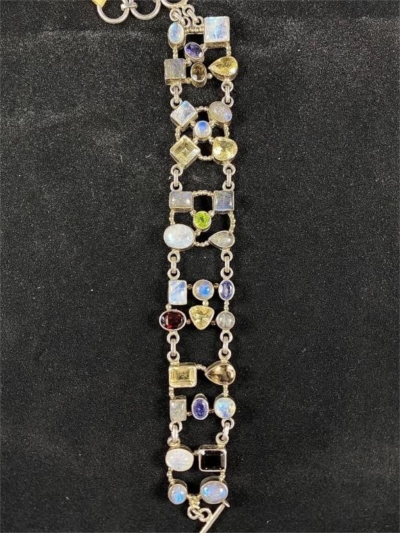 Multi-Stone Sterling Bracelet