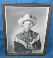 Vintage Young Roy Rogers B & W Photo Framed