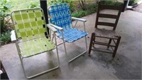 2 Lawn Chairs & Wooden Chair