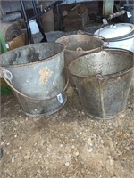 3 VINTAGE PAILS