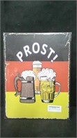 PROST! BEER 12" x 16" TIN SIGN
