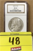 1884-O 1 DOLLAR MORGAN COIN, MS64