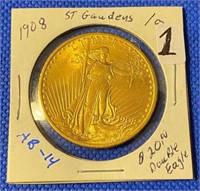 1908 St Gaudens $20.00 Gold Double Eagle