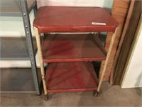Vintage Red and White Metal Serving Cart