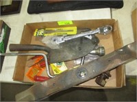 2 flats w/small grease guns, oil filter wrenches,
