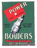 Tin Bowers Spark Plugs Sign
