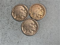 Three 1920 Buffalo nickels
