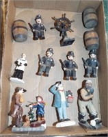 (8) Figurines including (4) Cast iron policemen,