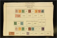 Lebanon Stamps Used and Mint hinged on old pages,