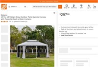 B5809  Outsunny 10' x 13' Grey Patio Gazebo