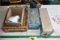 clip on fan, raincoats, Wooden box, ammo box, etc