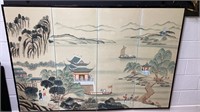 Asian hanging folding screen with hand-painted