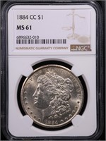 1884-CC $1 Morgan Dollar NGC MS 61 Carson City!