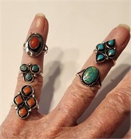 Five Vintage Navajo Sterling Silver Rings Size 5
