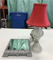 Crystal Lamp 17" & Mirrored 10" x 10" Base