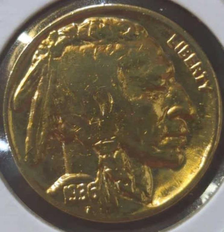 24k gold plated 1936 Buffalo nickel