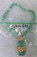 C12-243 Jade beaded necklace w/Jade drop