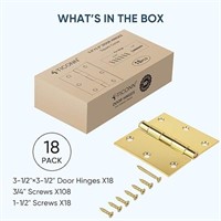 NEW TICONN 18-Pack 3.5" Door Hinges-PolishedBrass