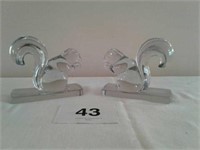 GLASS SQUIRREL BOOKENDS