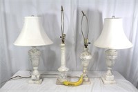 4 Vintage Marble Base Table Lamps